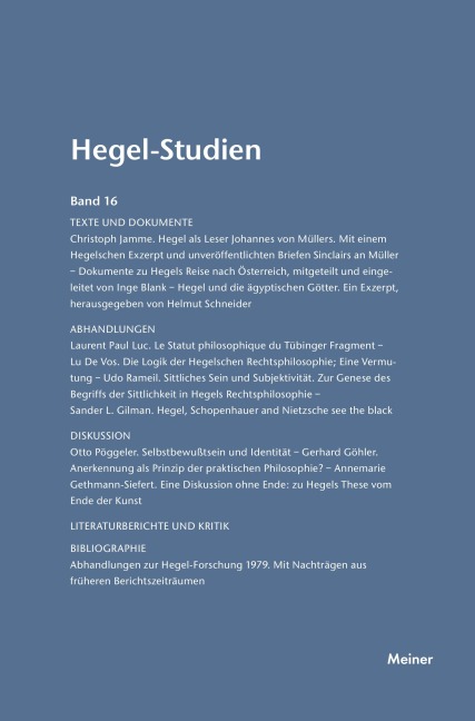 Hegel-Studien / Hegel-Studien Band 16 (1981) - 