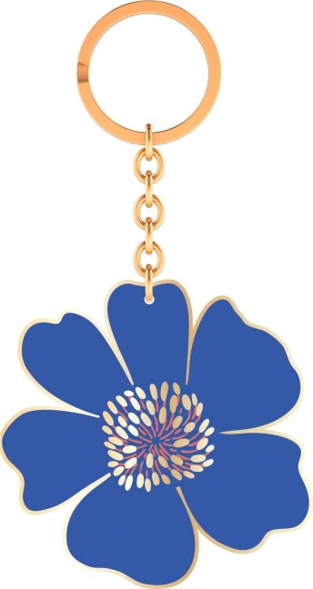 Bunte Blumengrüße Emaille-Schlüsselanhänger Blüte royalblau - 