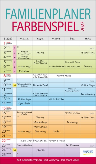 Familienplaner Farbenspiel 2027 - 