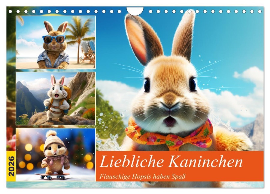 Liebliche Kaninchen. Flauschige Hopsis haben Spaß (Wandkalender 2026 DIN A4 quer), CALVENDO Monatskalender - Rose Hurley
