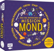 Cover-Bild zum Titel 'Das XXL-Entdecker-Set - Mission Mond: 5 Modelle zum Selberbauen, Sachbuch, Experimente und Rakete' von 'Ben Hubbard'