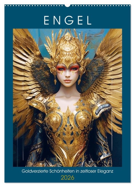 Engel. Goldverzierte Schönheiten in zeitloser Eleganz (Wandkalender 2026 DIN A2 hoch), CALVENDO Monatskalender - Rose Hurley