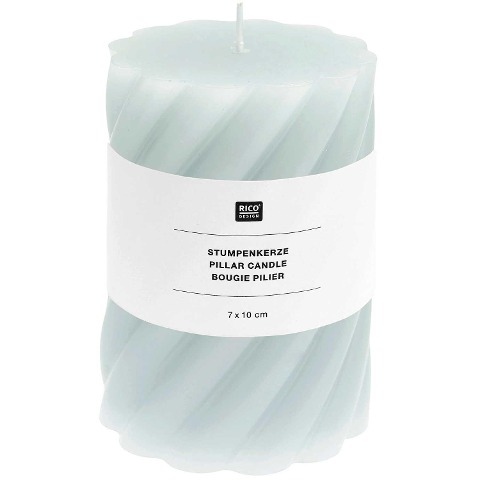 Stumpenkerze "Spiral" Mint 7x10 cm, 300 g Brenndauer: 30h - 