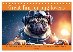 Cover-Bild zum Titel 'Great fun for pug lovers (Desk Calendar 2026 DIN A5 landscape), CALVENDO 12 Month DeskCalendar' von 'Peter Ruebsamen'