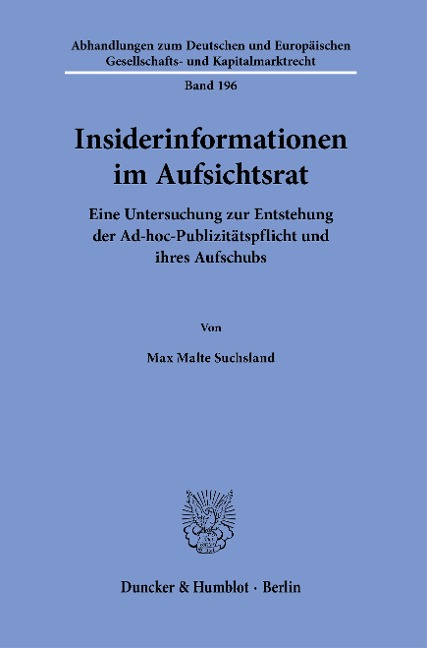 Insiderinformationen im Aufsichtsrat. - Max Malte Suchsland