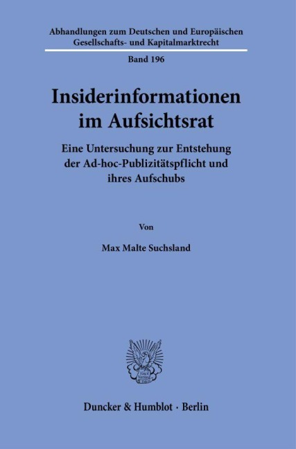 Insiderinformationen im Aufsichtsrat. - Max Malte Suchsland
