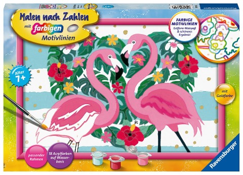Ravensburger Malen nach Zahlen 28782 - Liebenswerte Flamingos - Kinder ab 7 Jahren - 