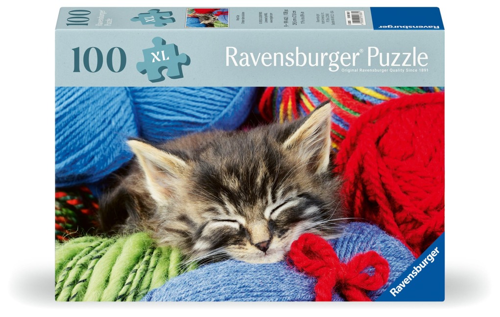 Ravensburger Puzzle 12001363 - Wollkätzchen - 100 Teile Katzen-Puzzle für ältere Menschen und Senioren, mit größeren, griffigen Puzzleteilen, großer Bildvorlage und mit stabiler Unterlage zum Puzzeln - 