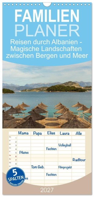 Familienplaner 2027 - Reisen durch Albanien - Magische Landschaften zwischen Bergen und Meer mit 5 Spalten (Wandkalender, 21 x 45 cm) CALVENDO - Drachenkind-Fotografie