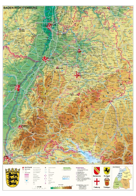 Baden-Württemberg physisch 1:315 000 - Heinrich Stiefel