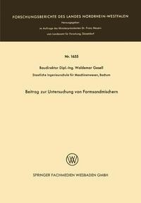 Beitrag zur Untersuchung von Formsandmischern - Waldemar Gesell