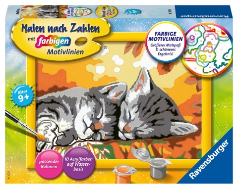 Ravensburger Malen nach Zahlen 28696 - Kätzchen im Herbst - Kinder ab 9 Jahren - 