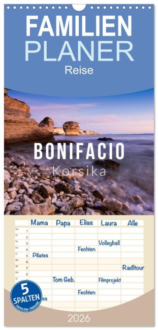 Familienplaner 2026 - Bonifacio. Korsika mit 5 Spalten (Wandkalender, 21 x 45 cm) CALVENDO - Mikolaj Gospodarek