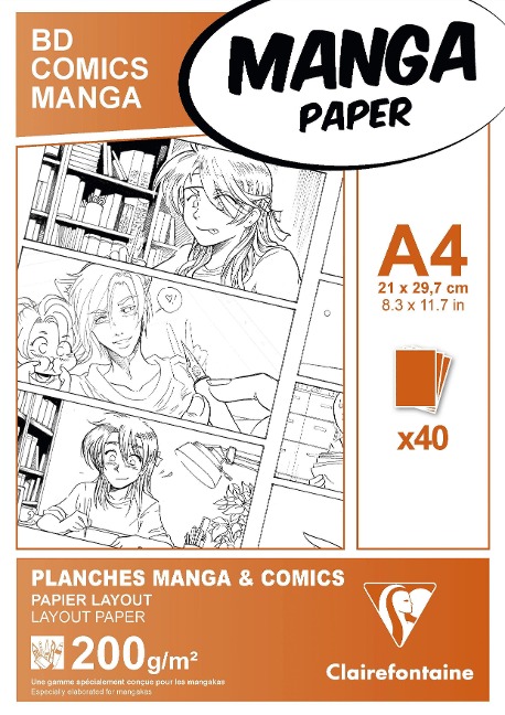 Papier für Manga, Packung/Etui mit 40 Blatt A4 200g - 