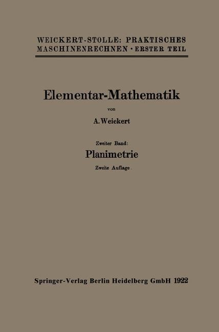 Elementar-Mathematik - August Weickert