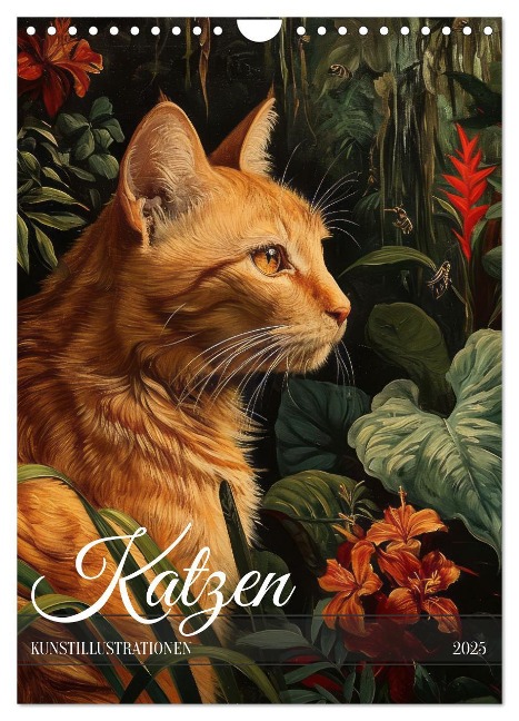 Katzen Kunstillustrationen (Wandkalender 2025 DIN A4 hoch), CALVENDO Monatskalender - Kavodedition Switzerland