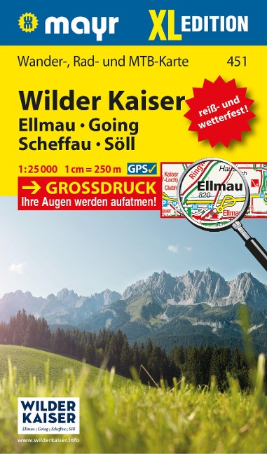 Mayr Wanderkarte Wilder Kaiser - Ellmau - Going - Scheffau - Söll XL 1:25.000 - 