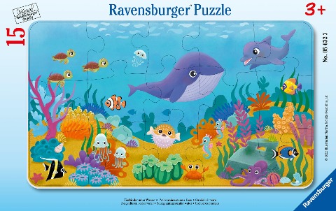 Ravensburger Kinderpuzzle - Tierkinder unter Wasser - 15 Teile Rahmenpuzzle für Kinder ab 3 Jahren - 