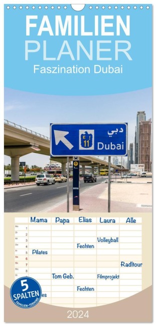 Familienplaner 2026 - Faszination Dubai mit 5 Spalten (Wandkalender, 21 x 45 cm) CALVENDO - Holger Much Photography
