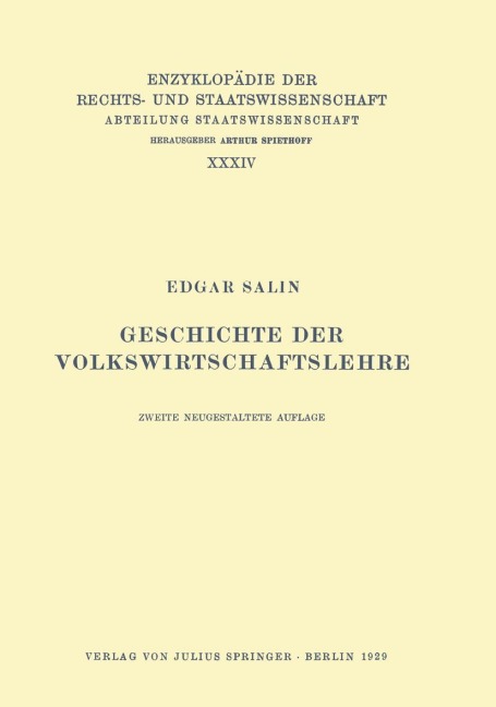 Geschichte der Volkswirtschaftslehre - Edgar Salin