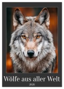 Cover-Bild zum Titel 'Wölfe aus aller Welt (Wandkalender 2026 DIN A2 hoch), CALVENDO Monatskalender' von 'Mb Fotografie'
