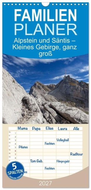 Familienplaner 2027 - Alpstein und Säntis - Kleines Gebirge, ganz groß mit 5 Spalten (Wandkalender, 21 x 45 cm) CALVENDO - Thomas Bichler