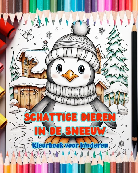 Schattige dieren in de sneeuw - Kleurboek voor kinderen - Creatieve scènes van dieren die genieten van de winter - Naturally Funtastic Books