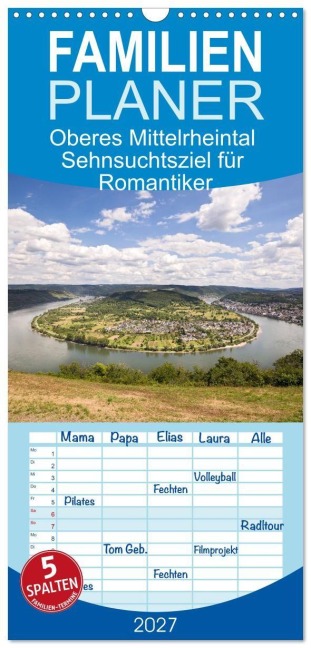 Familienplaner 2027 - Oberes Mittelrheintal Sehnsuchtsziel für Romantiker mit 5 Spalten (Wandkalender, 21 x 45 cm) CALVENDO - U. Boettcher
