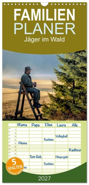 Familienplaner 2027 - Jäger im Wald mit 5 Spalten (Wandkalender, 21 x 45 cm) CALVENDO - Torsten Irmer