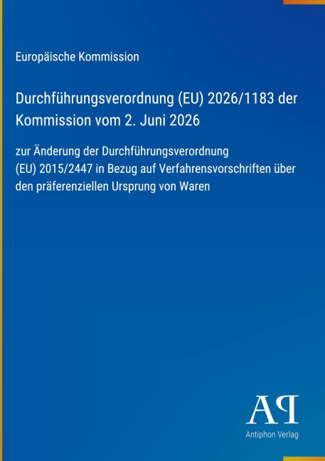 Durchführungsverordnung (EU) 2026/1183 der Kommission vom 2. Juni 2026 - Europäische Kommission