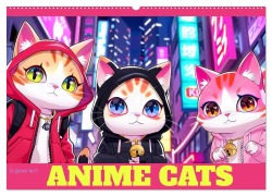 Cover-Bild zum Titel 'Anime Cats (Wandkalender 2026 DIN A2 quer), CALVENDO Monatskalender' von 'Cathrin Illgen'
