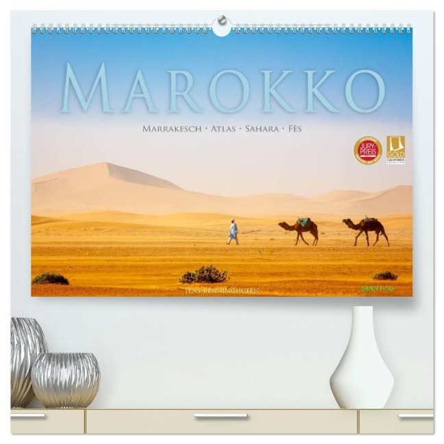 Marokko: Marrakesch, Atlas, Sahara, Fès (hochwertiger Premium Wandkalender 2027 DIN A2 quer), Kunstdruck in Hochglanz - Jens Benninghofen