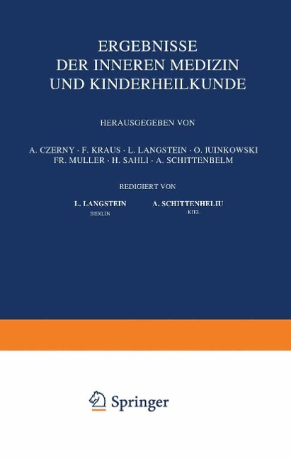 Ergebnisse der Inneren Medizin und Kinderheilkunde - L. Langstein, A. Schittenhelm