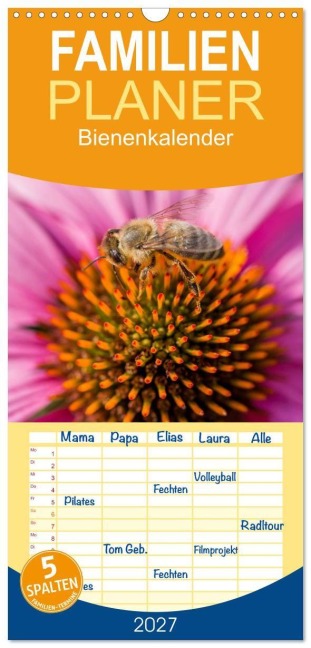 Familienplaner 2027 - Bienenkalender mit 5 Spalten (Wandkalender, 21 x 45 cm) CALVENDO - Mark Bangert