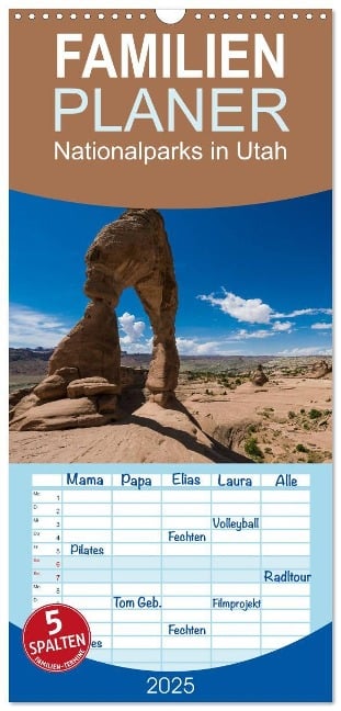 Familienplaner 2025 - Nationalparks in Utah mit 5 Spalten (Wandkalender, 21 x 45 cm) CALVENDO - Rolf Hitzbleck