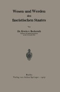 Cover-Bild zum Titel 'Wesen und Werden des fascistischen Staates' von 'Erwin V. Beckerath'