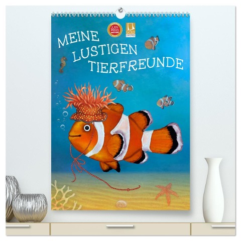 Meine lustigen Tierfeunde (hochwertiger Premium Wandkalender 2024 DIN A2 hoch), Kunstdruck in Hochglanz - Marion Krätschmer