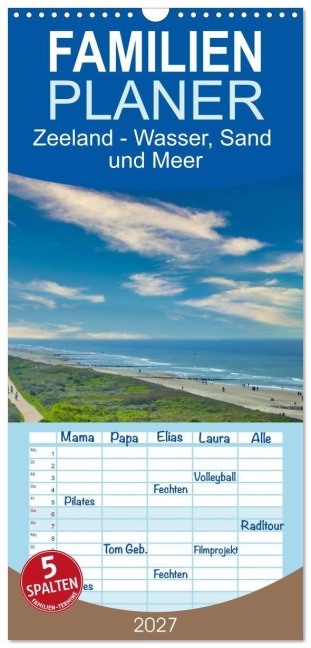 Familienplaner 2027 - Zeeland - Wasser, Sand und Meer mit 5 Spalten (Wandkalender, 21 x 45 cm) CALVENDO - Herbert Böck