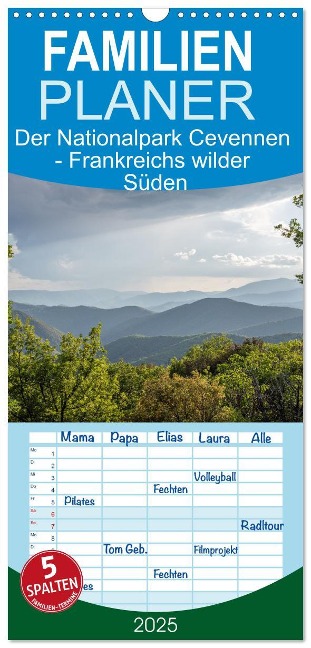 Familienplaner 2025 - Der Nationalpark Cevennen - Frankreichs wilder Süden mit 5 Spalten (Wandkalender, 21 x 45 cm) CALVENDO - Fabian Rieger