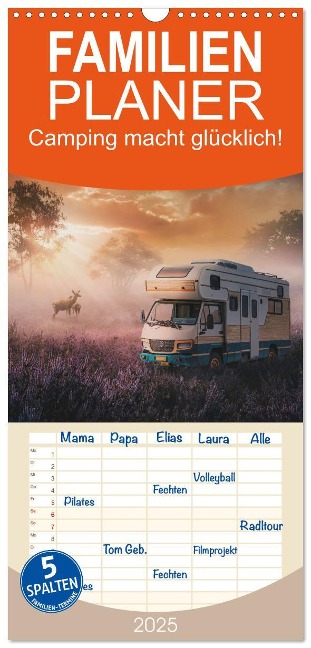 Familienplaner 2025 - Camping macht glücklich! mit 5 Spalten (Wandkalender, 21 x 45 cm) CALVENDO - Simone Wunderlich