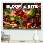 Cover-Bild zum Titel 'Bloom und Bite. KI mixt Blumen, Obst und Gemüse (hochwertiger Premium Wandkalender 2026 DIN A2 quer), Kunstdruck in Hochglanz' von 'Hanna Wagner'