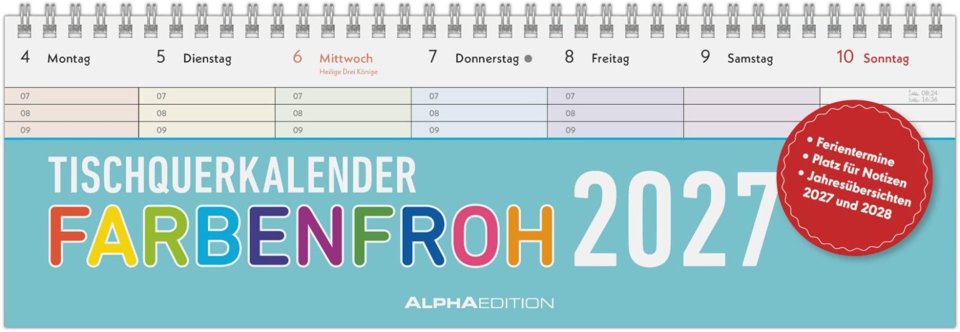 Tischquerkalender Farbenfroh 2027 - 