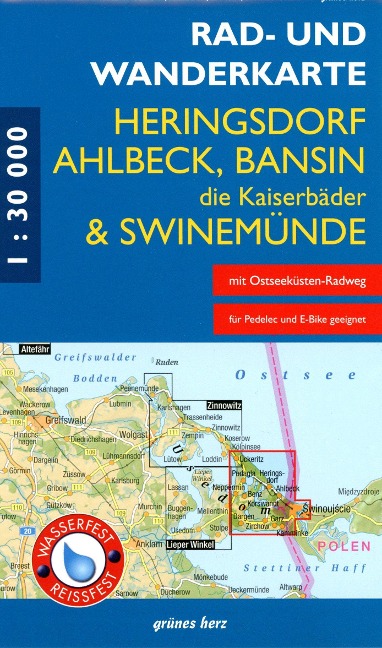 Rad- und Wanderkarte Heringsdorf, Ahlbeck, Bansin - Die Kaiserbäder und Swinemünde - 
