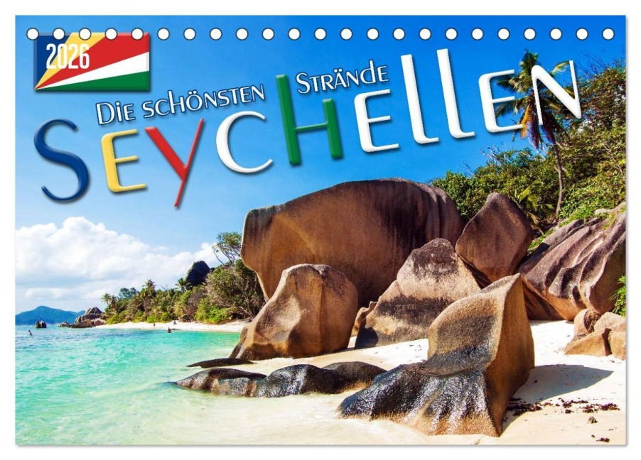 Seychellen - Die schönsten Strände (Tischkalender 2026 DIN A5 quer), CALVENDO Monatskalender - Max Steinwald