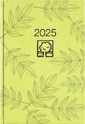 Zettler - Wochenbuch 2025 grün, 14,6x21cm, Taschenkalender mit 128 Seiten im Kartoneinband, Tages- und Wochenzählung, Mondphasen, Recyclingpapier und internationales Kalendarium - 