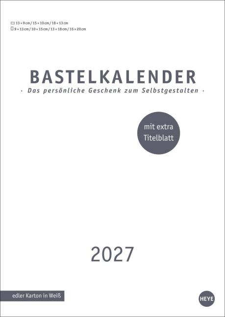Premium-Bastelkalender weiß A4 2027 - 