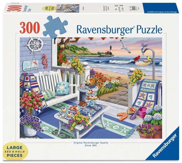 Erwachsenenpuzzle 300 Teile Large Pieces - Kaffeekränzchen mit Meerblick - 