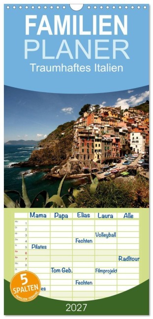 Familienplaner 2027 - Traumhaftes Italien mit 5 Spalten (Wandkalender, 21 x 45 cm) CALVENDO - Peter Schickert