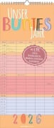 Unser buntes Jahr 2026 Familienplaner - Terminkalender - Familienkalender - 19,5x45 - 