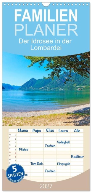 Familienplaner 2027 - Der Idrosee in der Lombardei mit 5 Spalten (Wandkalender, 21 x 45 cm) CALVENDO - Klaus Scholz